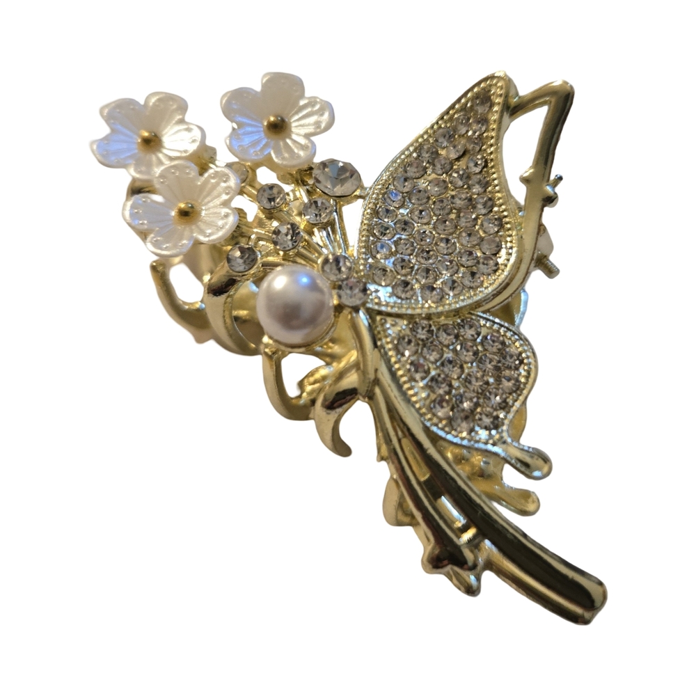 Elegant Gold and Silver Floral Hair Clip